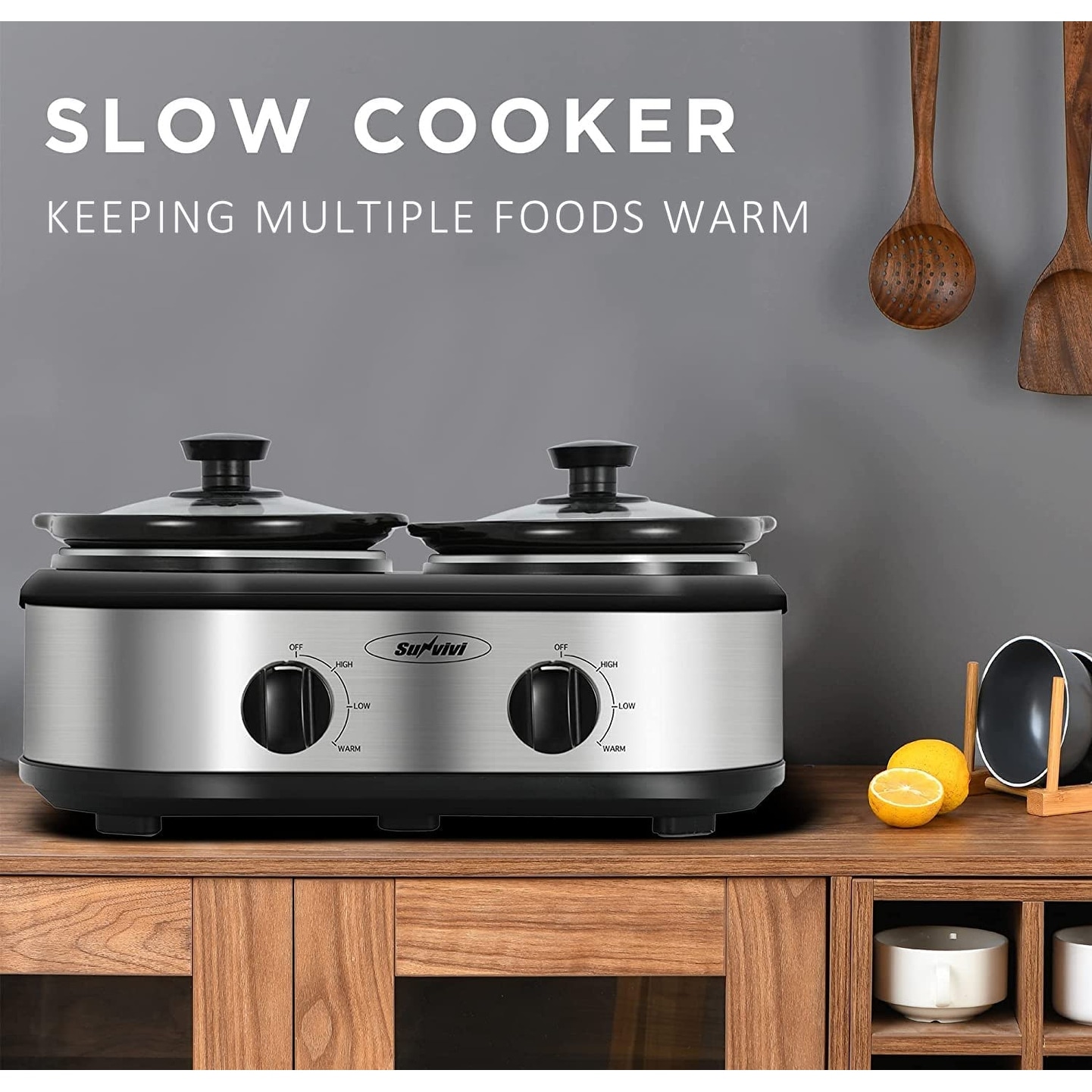 Dual Pot Slow Cooker, 2 Pot Small Mini Crock Buffet Server and Warmer - Bed  Bath & Beyond - 37532081