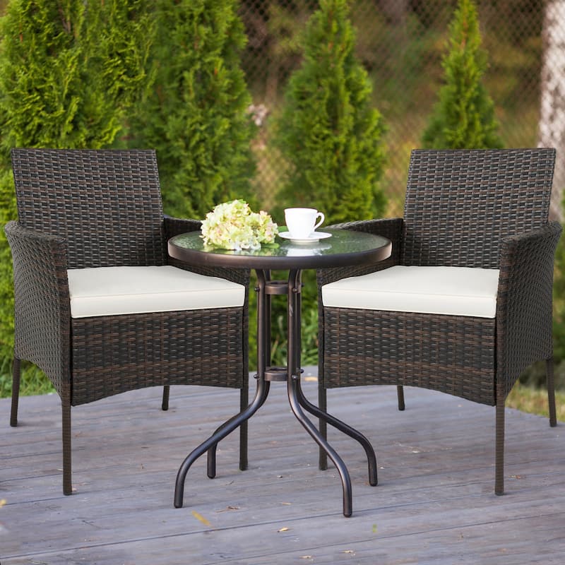 Costway Set of 4 Patio Rattan Dining Chairs Cushioned Seat Curved - See Details