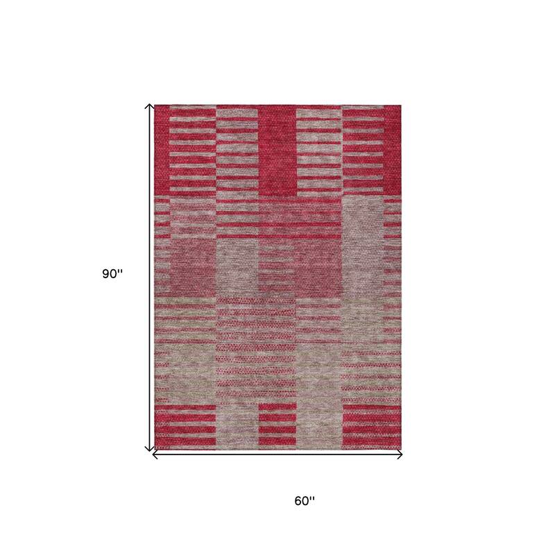HomeRoots Striped Modern Rectangle Outdoor Rug