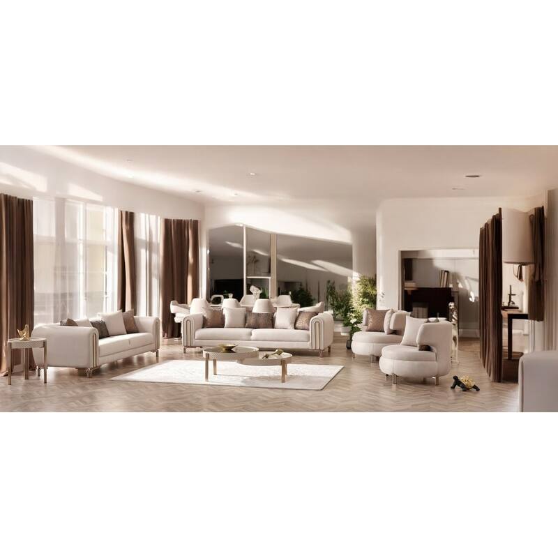 EcoGlow 4 Pieces Living Room Sets 2 Sofa 2 Chair - Cream