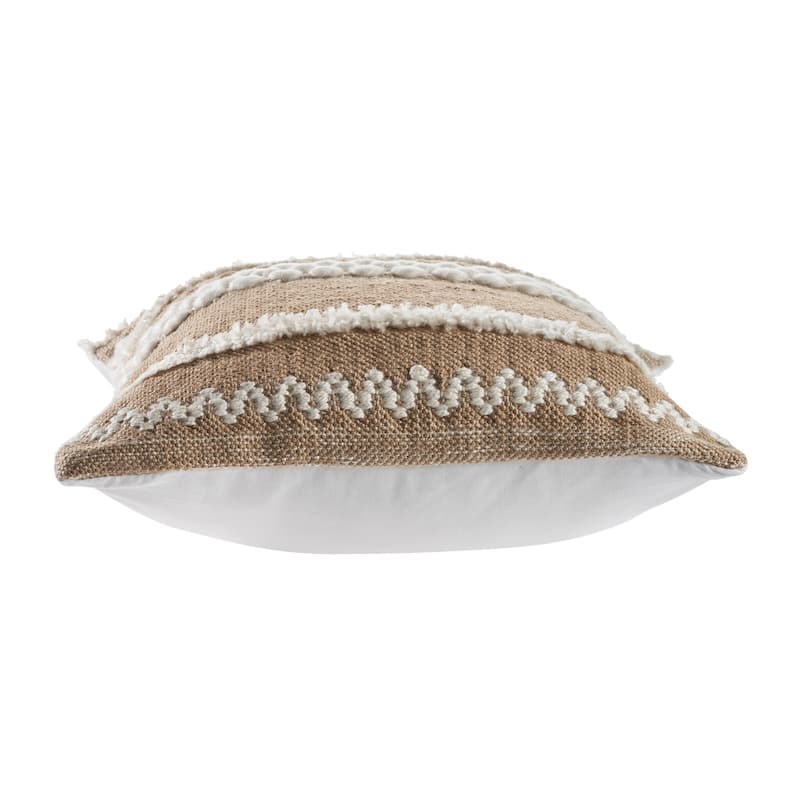 Sevita Neutral Textured Embroidered Indoor Outdoor Throw Pillow