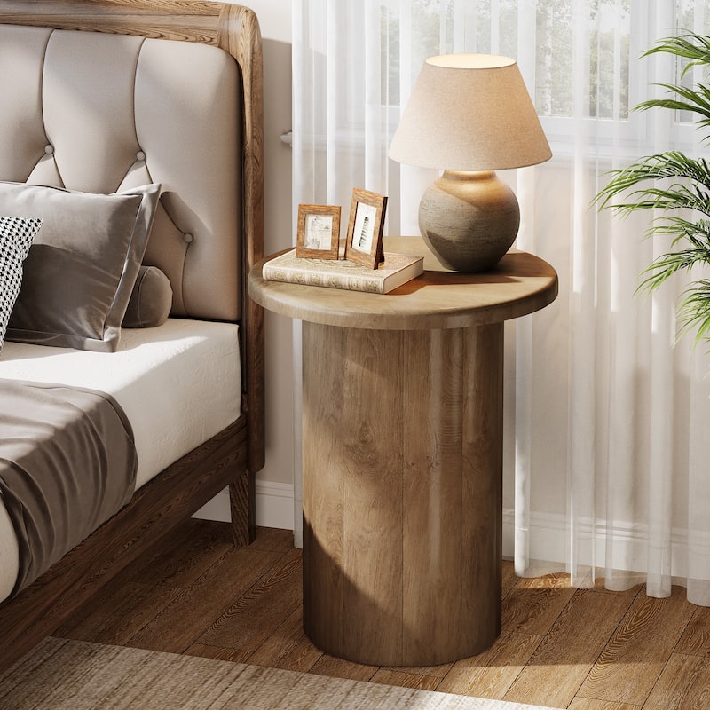 Farmhouse Round Side Table for Living Room