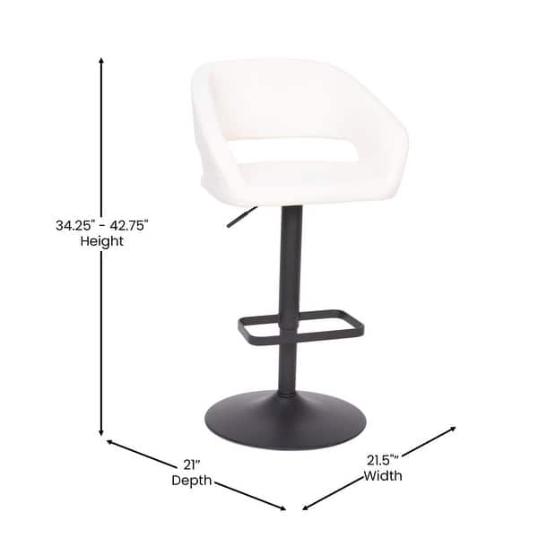 dimension image slide 13 of 18, Vinyl Adjustable Height Barstool with Rounded Mid-Back