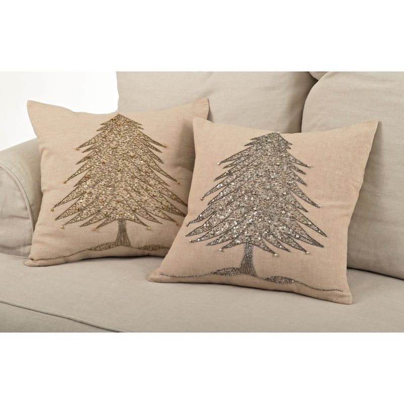 Beaded Xmas Tree Design Pillow