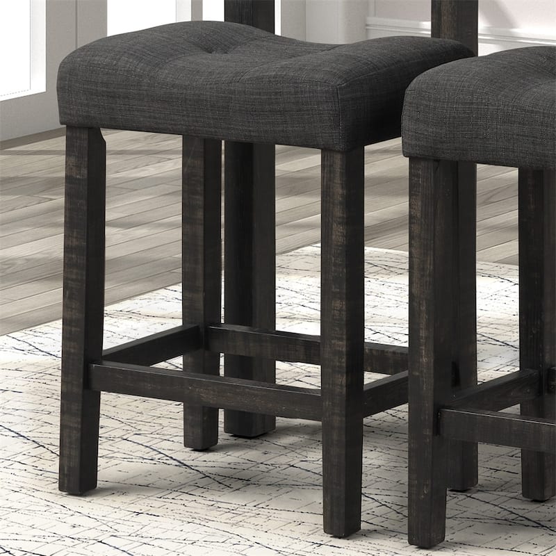 Sora Button Tufted Counter Height Saddle Stool,Set of 2