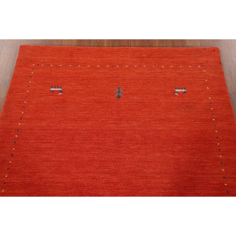 Salmon Tribal Gabbeh Oriental Area Rug Handmade Wool Carpet - 3'10"x 5'10"