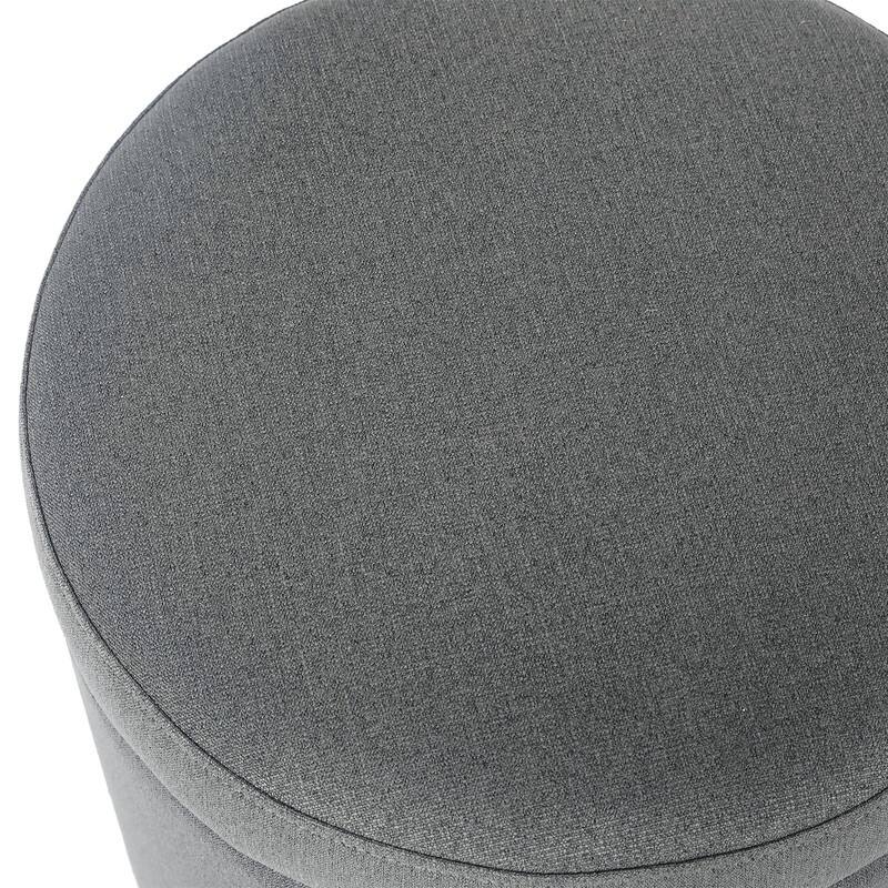 Adeco Round Storage Ottoman, Fabric Stool Footrest with Removable Lid