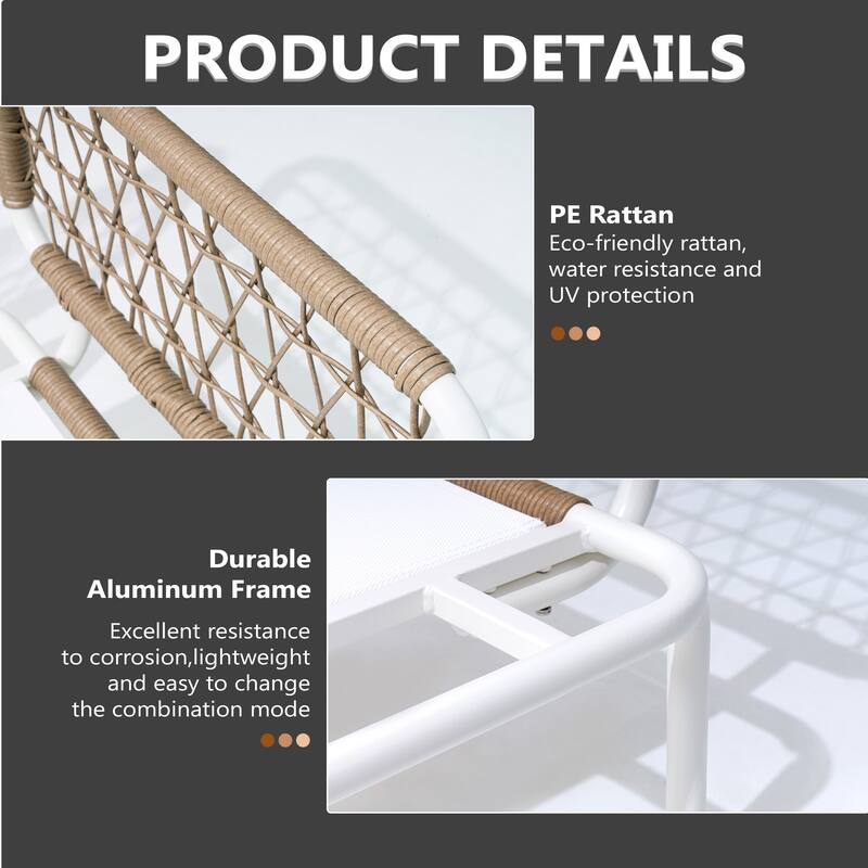 Pellebant Outdoor Patio Aluminum PE Rattan Sectional Sofa Conversation Seating Set with Cushions