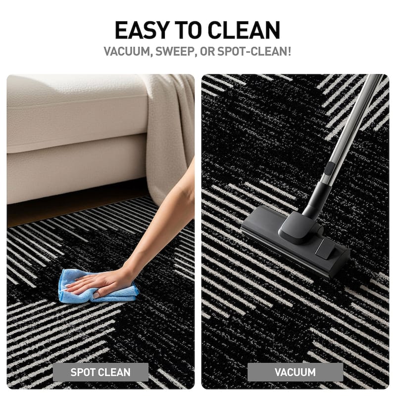 Modern Abstract Area Rug for Living Room, Bedroom, or Entryway - Low Pile Indoor Rug