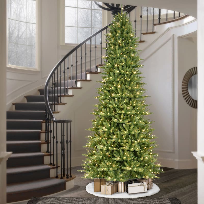 Puleo International 10 ft. Pre-Lit Slim Fraser Fir Artificial Tree - Green