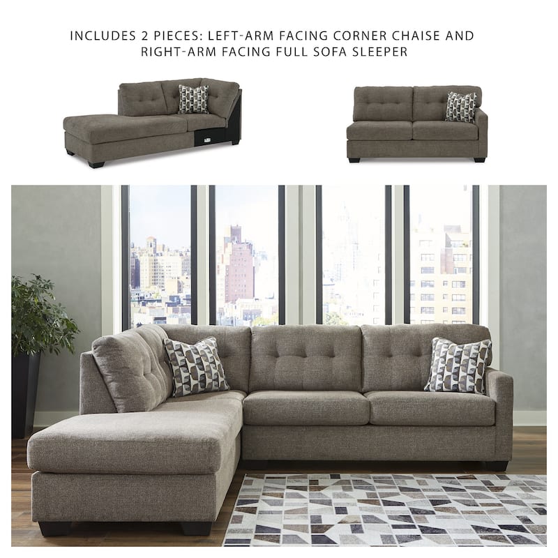 Signature Design by Ashley Mahoney 2-Piece Sleeper Sectional with Chaise - 105"W x 90"D x 37"H