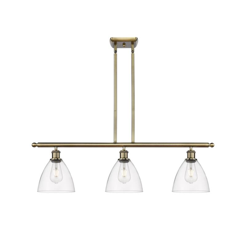 Innovations Lighting 516-3I-11-36 Bristol Linear Bristol Glass 3 Light - Antique Brass / Clear