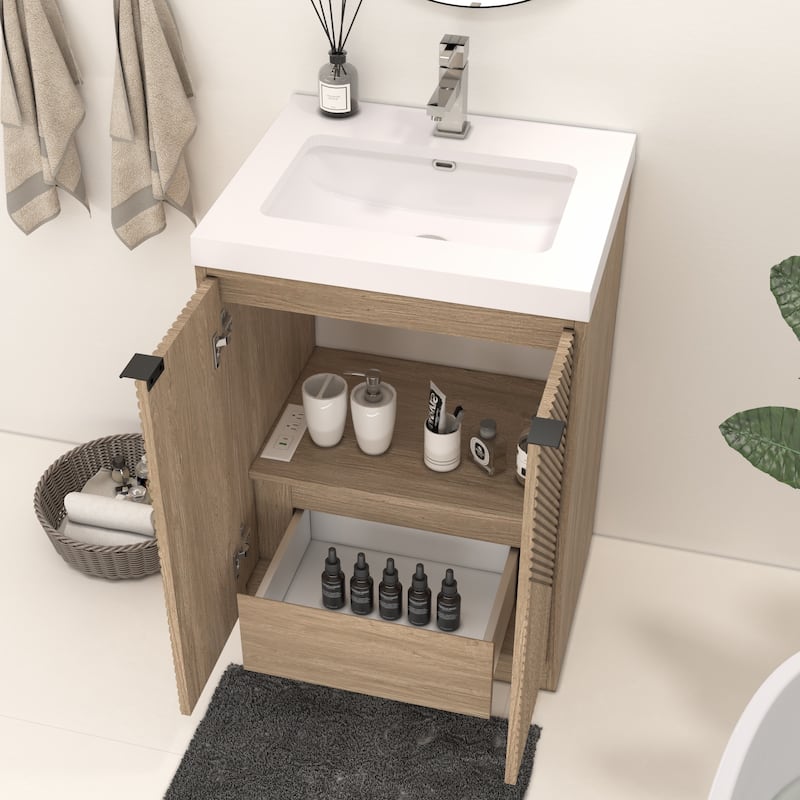 Milano 24" Freestanding Bathroom Vanity with White Acrylic Sink