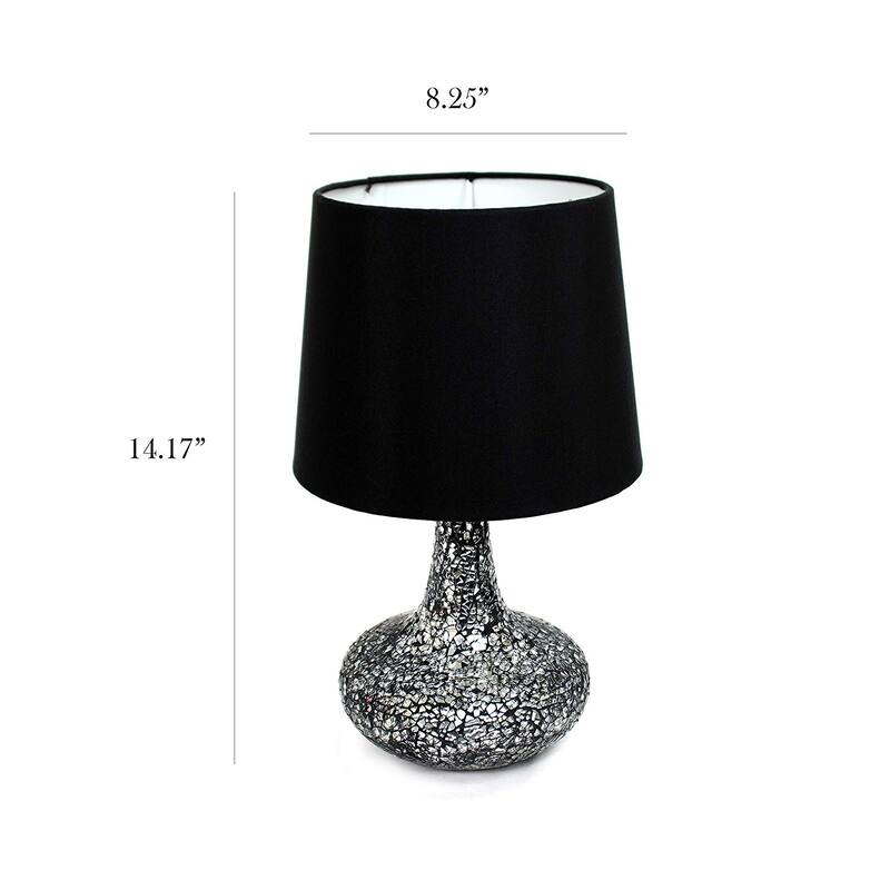 14.17 in. Silver Finish Table Lamp with Black Shade, Sturdy Table Lamp for Living Rooms and Bedrooms
