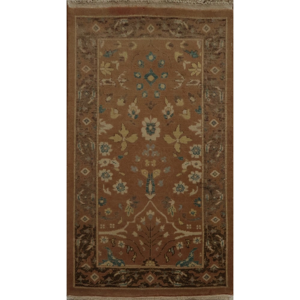 Hand Knotted Oriental 100% Wool Carpet Traditional All-Over Brown Ziegler Area Rug - 3' 1'' X 2' 1''
