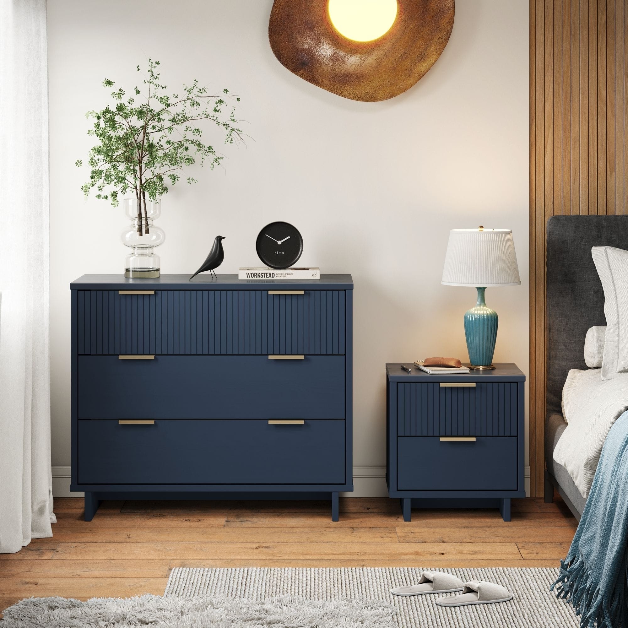 blue dresser and nightstand set Landocken 8 Drawer Dresser in Teal x 1 3 Drawer Nightstand in Teal Blue x 1 8 Drawer Dresser in Teal Assembled bedroom dresser is finished in real wood veneers over manufactured and solid wood Home Square 2-Piece Set with