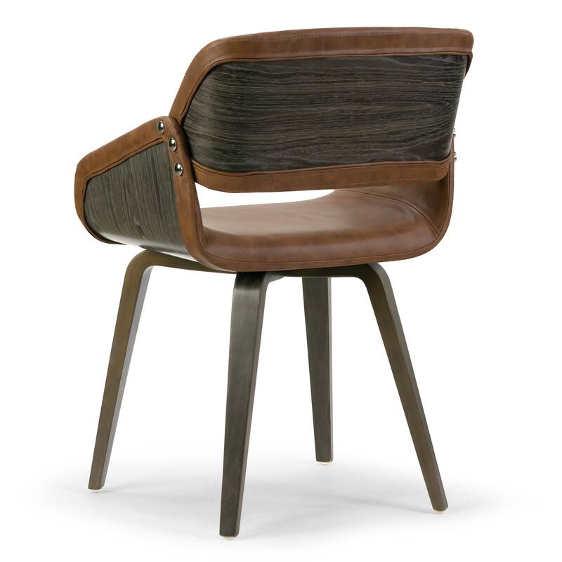Amal Brown Dining Chair with Grey Wood Accent and Bentwood Legs