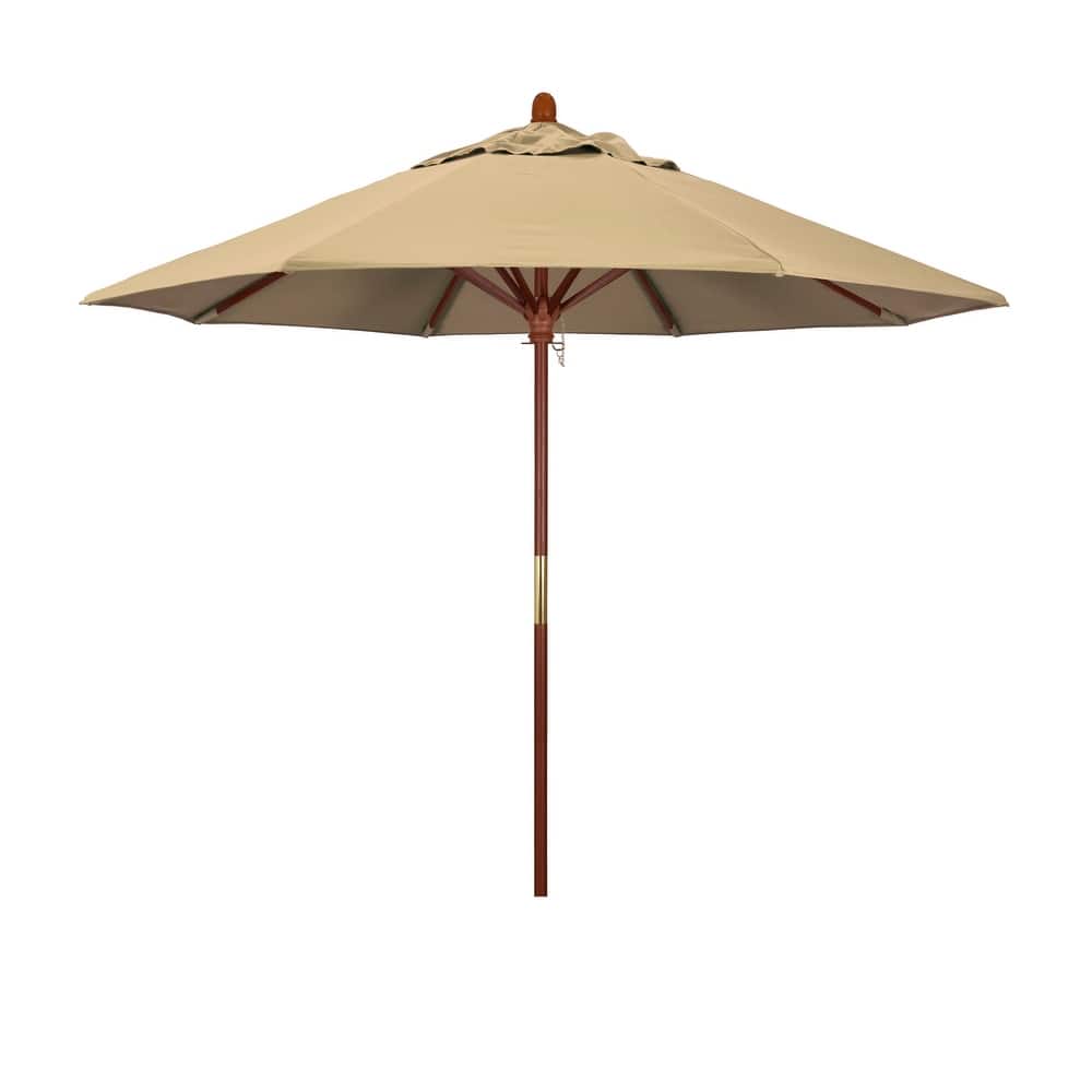 California Umbrella 9' Round Marenti Wood Frame Patio Umbrella with Pacifica Fabric, Base Not Included