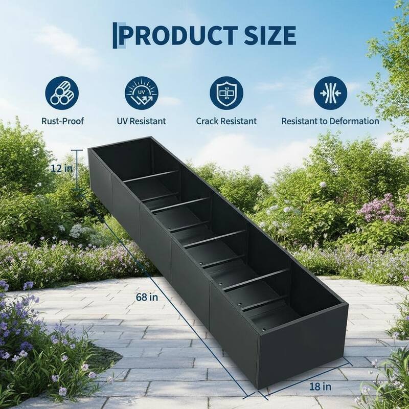 Metal Planter Box for Outdoor Plants, with Drainage Holes