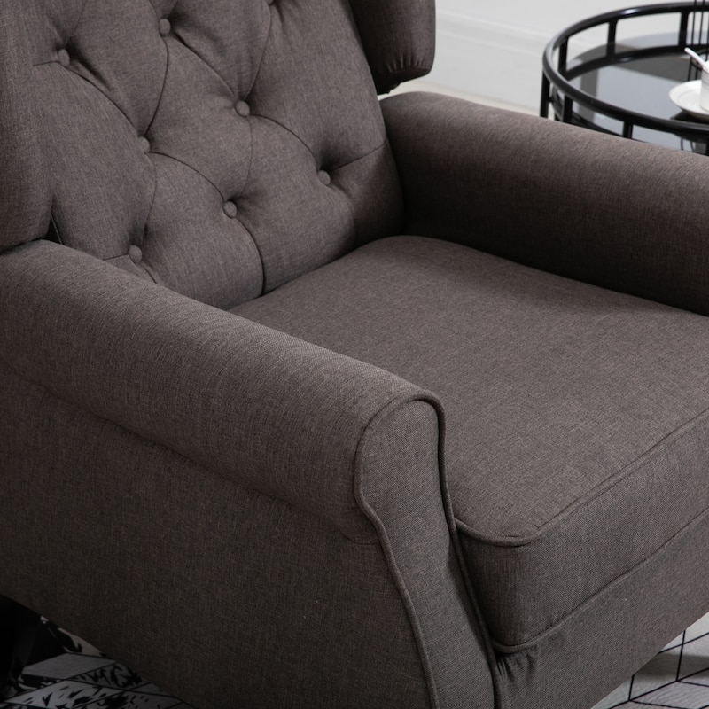 HOMCOM Copper Grove Guanta Tufted Wood Leg Accent Chair