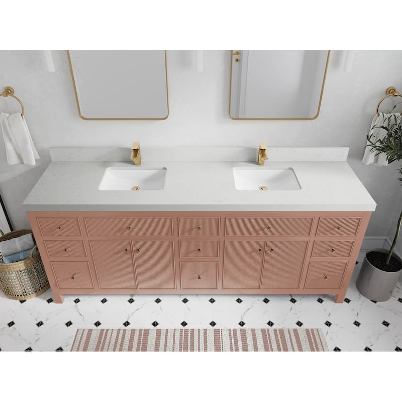 Willow Collections 84 in. W x 22 in. D Sonoma Free Standing Reeded Double Sink Bathroom Vanity with Countertop