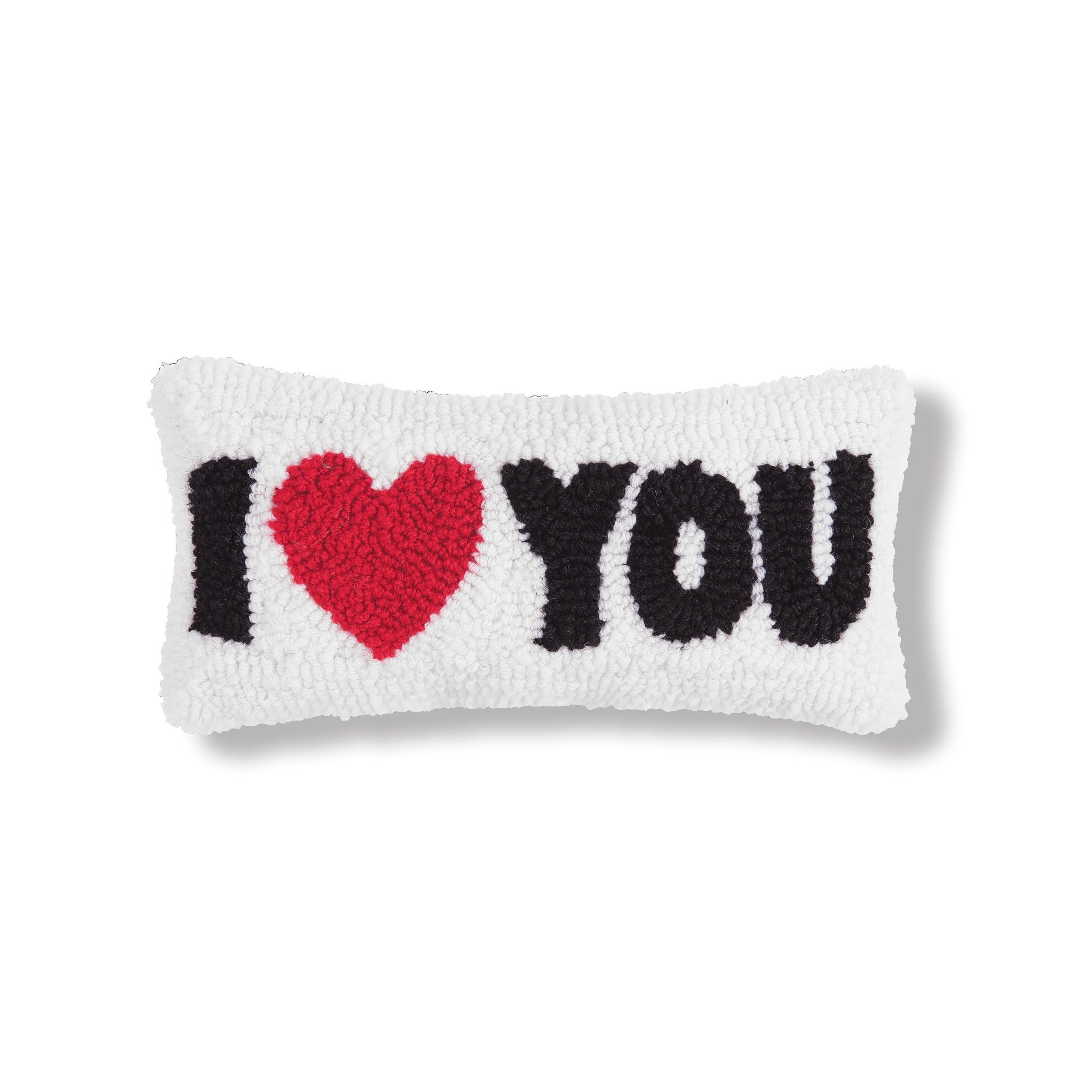 6" x 12" Valentine's Day "I Heart You" Small/Petite Hooked White Accent Throw Pillow