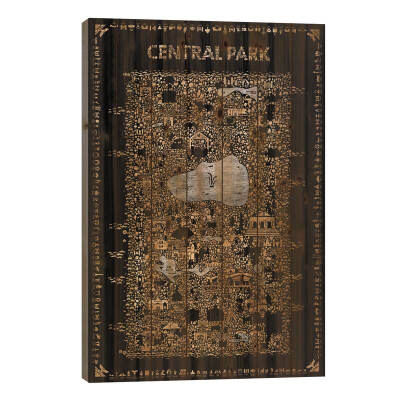 Glam New York Collection-Central Park Print On Wood by Rafael Esquer - Multi-Color - 26x18x1.5