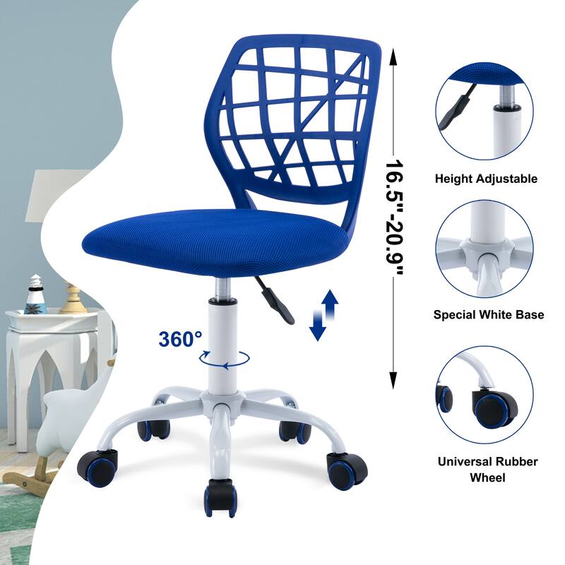 Mesh Ergonomic Swivel Armless Kids Study Chair with Adjustable Height