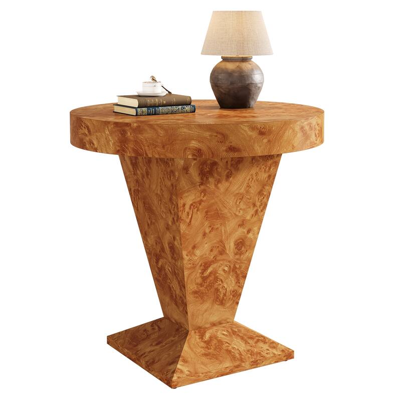 23.62" Round Pedestal Side Table, Living Room Bedroom Accent End Table