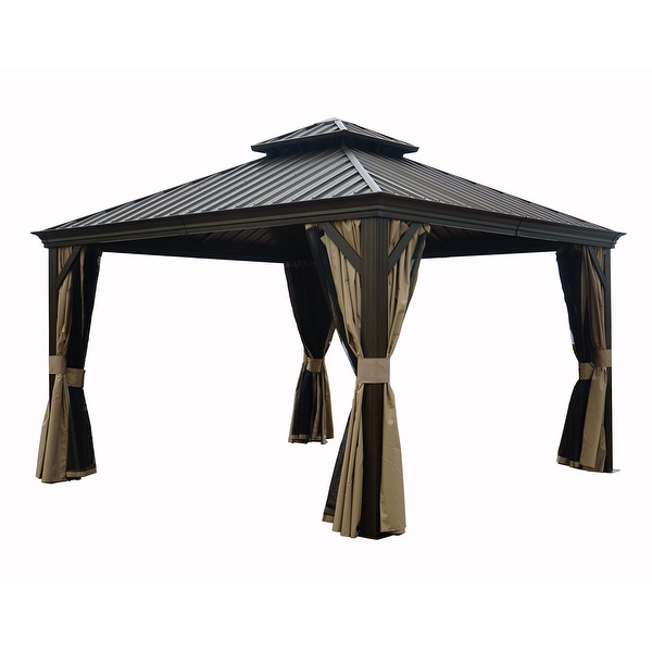 Kozyard Alexander 12x12foot Hardtop Gazebo with a Mosquito Net Bed