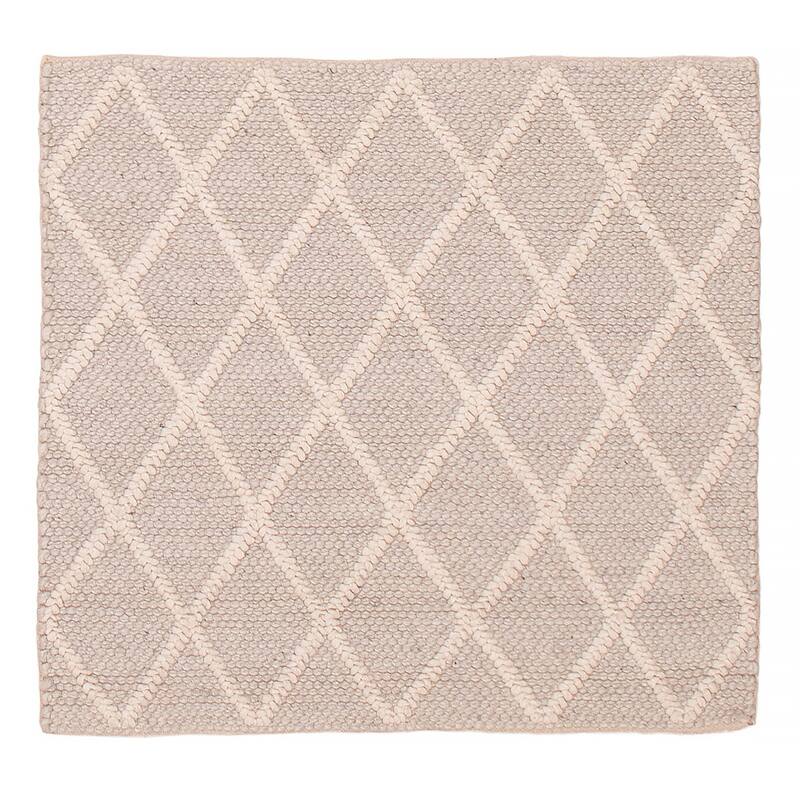 ECARPETGALLERY Braid weave Sienna Grey Wool Rug - 4'1 x 3'10 - Light Grey - 4'1 x 3'10