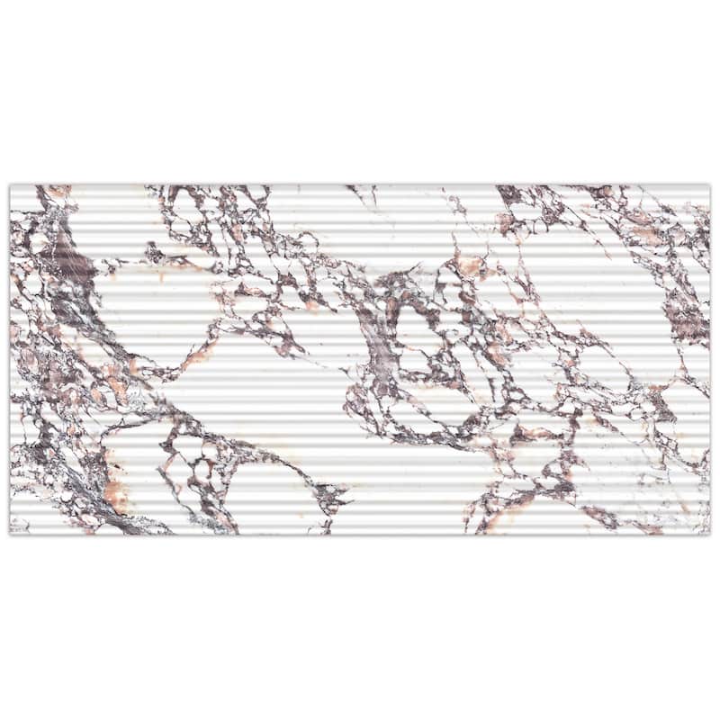 Merola Tile Touche Pleated Deco Rubis 23-1/2" x 47-1/8" Porcelain Floor and Wall Tile