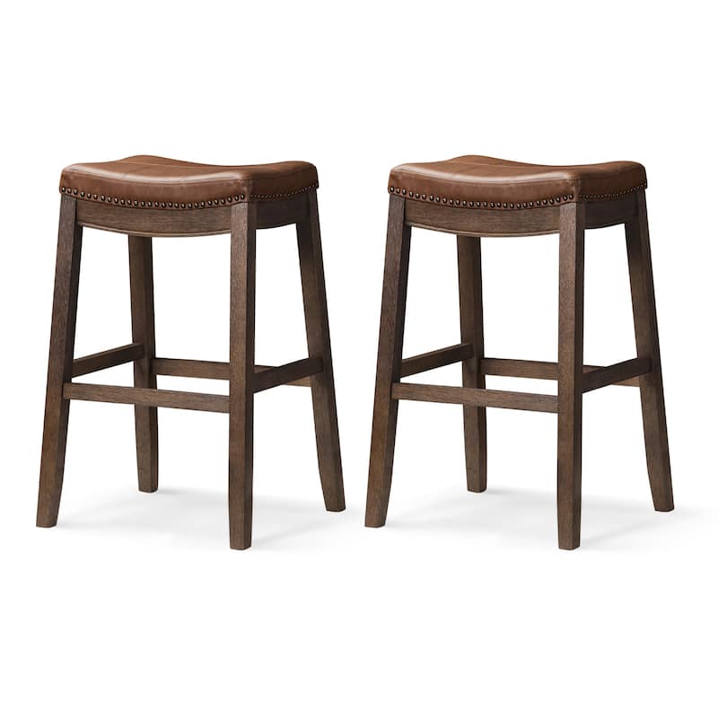 Maven Lane 31" Sophia Backless Bar Height Kitchen Stool - Set of 2 - Aged Brown