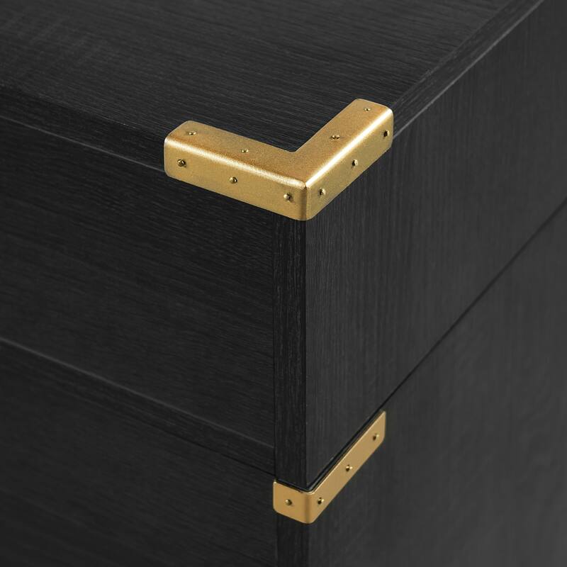 70" Traditional Executive Desk with Metal Trim, 2 File Drawers, USB Ports & Hidden Compartment