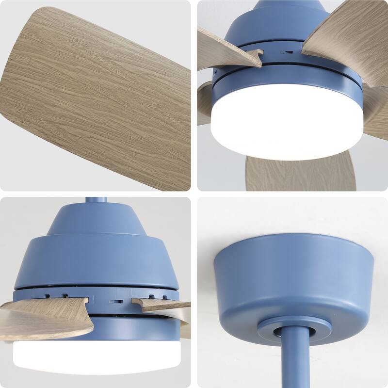 42 Inch Ceiling Fans with LED Light 22W and Remote Control 5 ABS Fan Blades for Bedroom, Living Room, Dining Room, Office