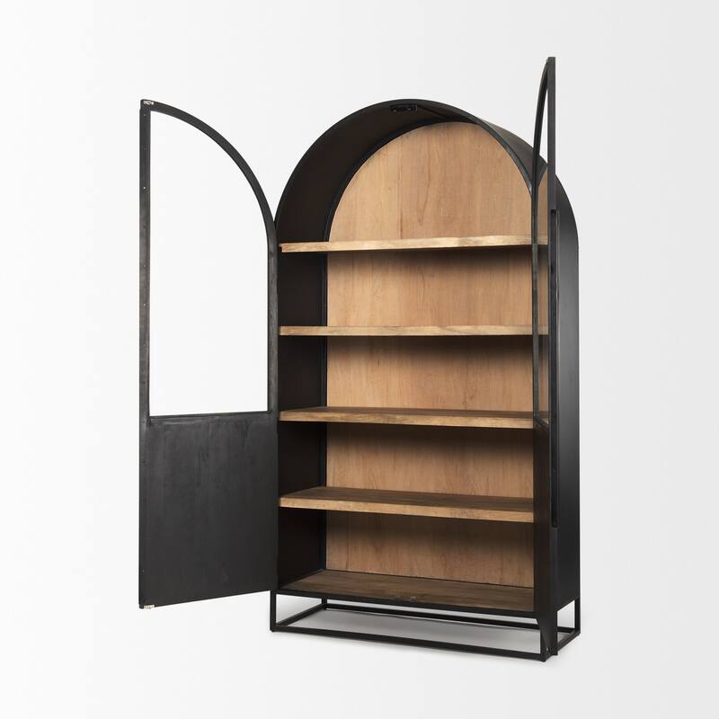 Sloan Black/ Dark Brown Arched Display Dining Cabinet