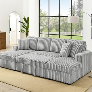 122" Oversized Modern U-shaped Sleeper Sectional Sofa with Double Storage Chaise