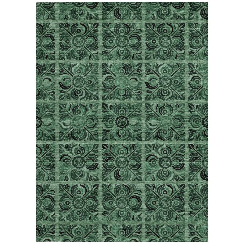 HomeRoots Medallion Transitional Rectangle Outdoor Rug