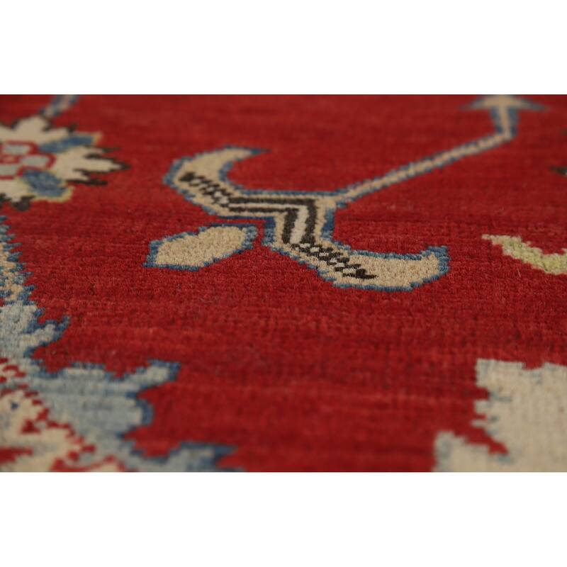 Hand Knotted Oriental 100% Wool Carpet Traditional Floral Red Kazak Area Rug - 11' 8'' X 9' 0''