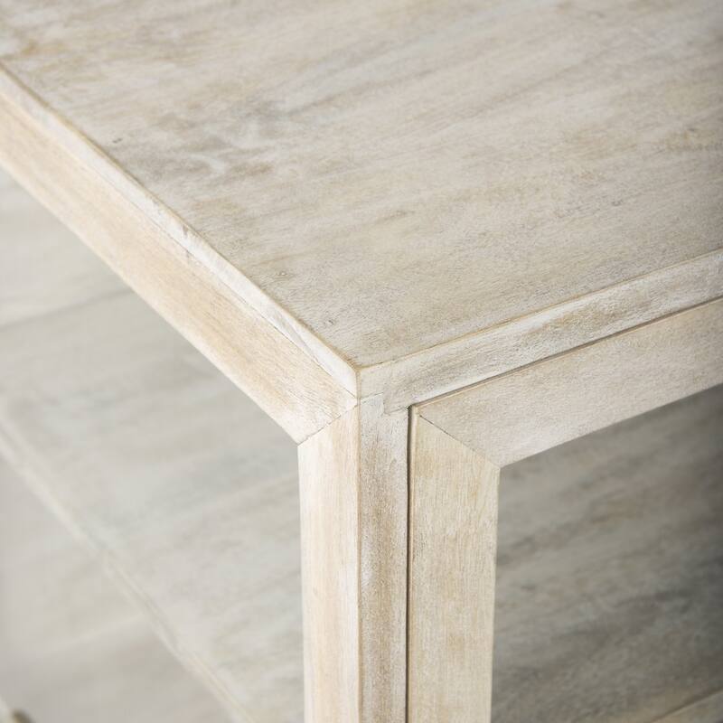 Rustic Weathered White and Gold Shadowbox Cabinet - 24" H x 22" W x 22" D
