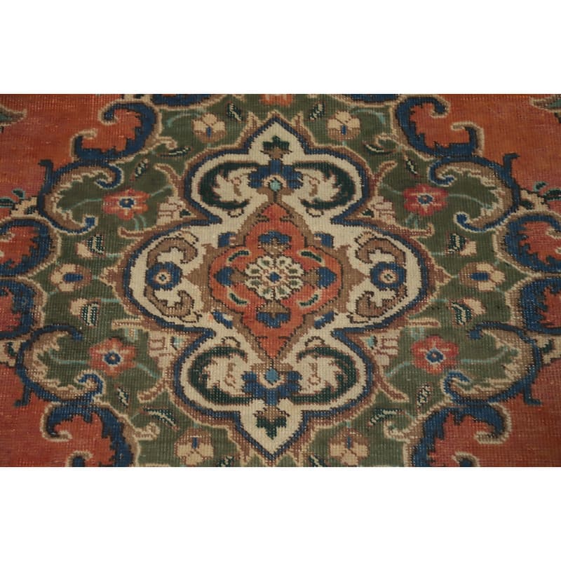 Hand Knotted Oriental 100% Wool Carpet Traditional Medallion Oranges & Rust Tabriz Area Rug - 5' 10'' X 4' 5''