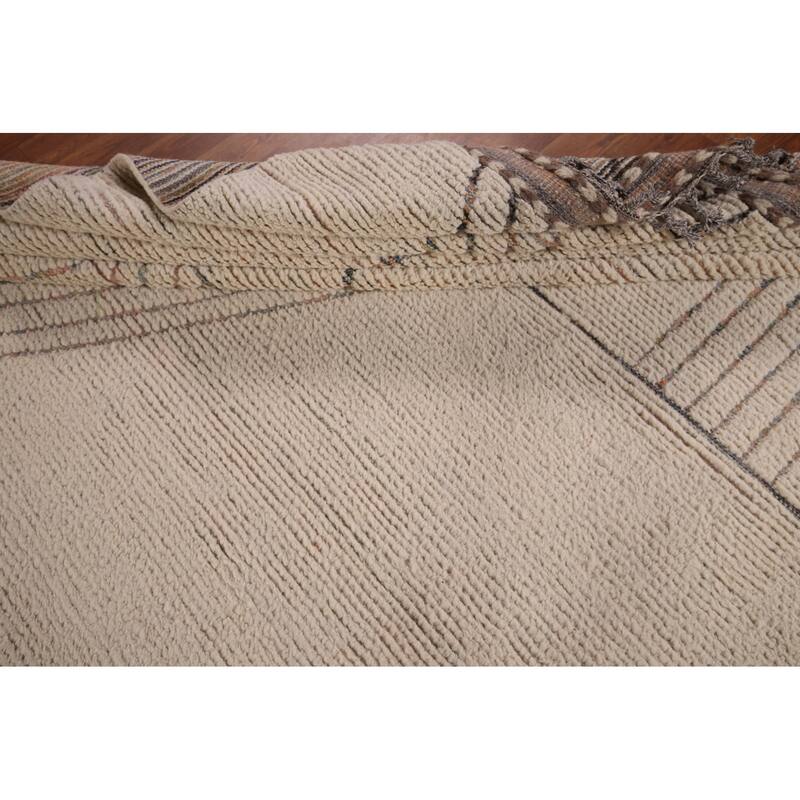 Earth Tone Moroccan Large Modern Area Rug Handmade Wool Carpet - 11'11"x 18'8"