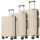 preview thumbnail 1 of 7, Luggage Sets 3 Piece, Expandable Hard shell ABS Suitcases with Double Spinner, Travel luggage Set with TSA Lock White+Green
