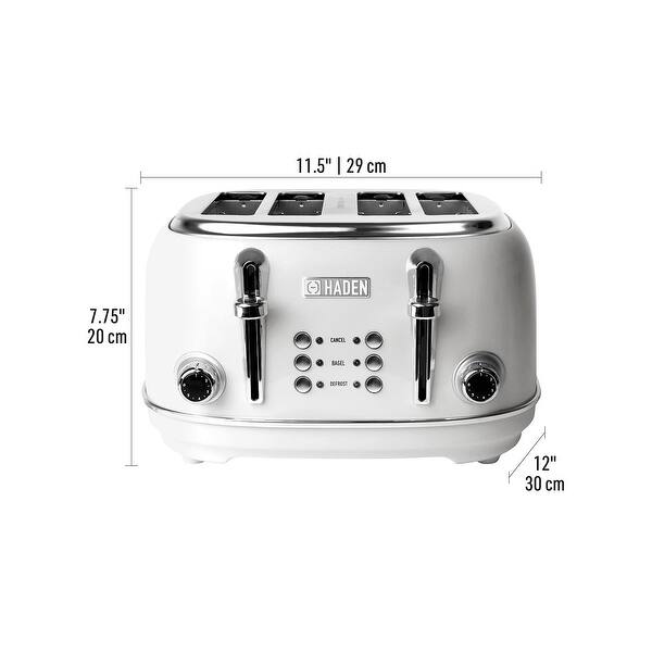 dimension image slide 2 of 3, Haden Heritage 4-Slice, Wide Slot Toaster