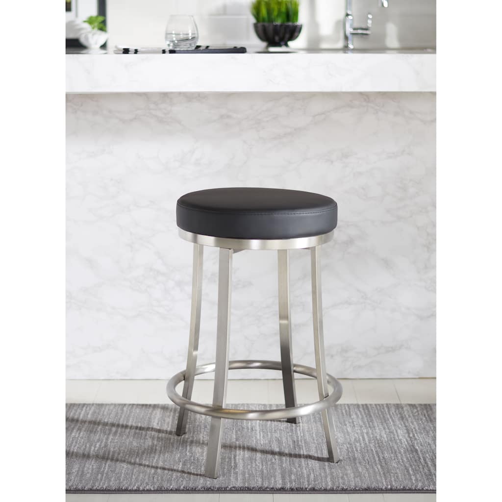 SAFAVIEH Amaris 26-inch Faux Leather Swivel Counter Stool - 17.8" x 17.8" x 25.5" - 18Wx18Dx26H
