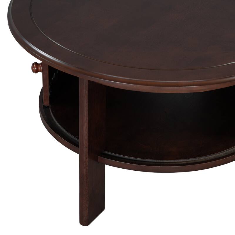 Vintage Round Coffee Table with Storage