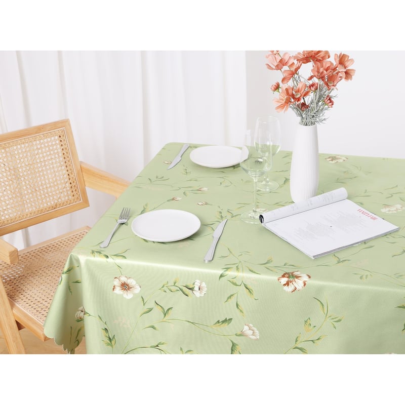 Rectangle Vinyl Tablecloth, Waterproof, Oil Spill Proof, Wrinkle-Resistant Washable Table Cover