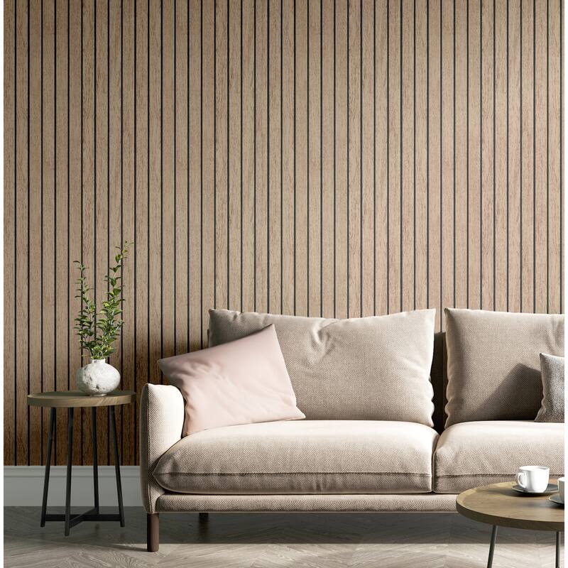 Fine Decor Manolo Light Brown Wooden Slat Wallpaper