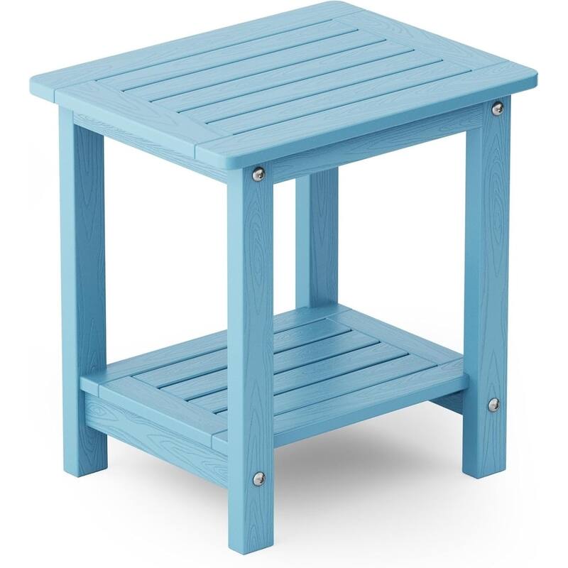 WINSOON HIPS All Weather Table Adirondack Square Side Table - Double Layer-Blue