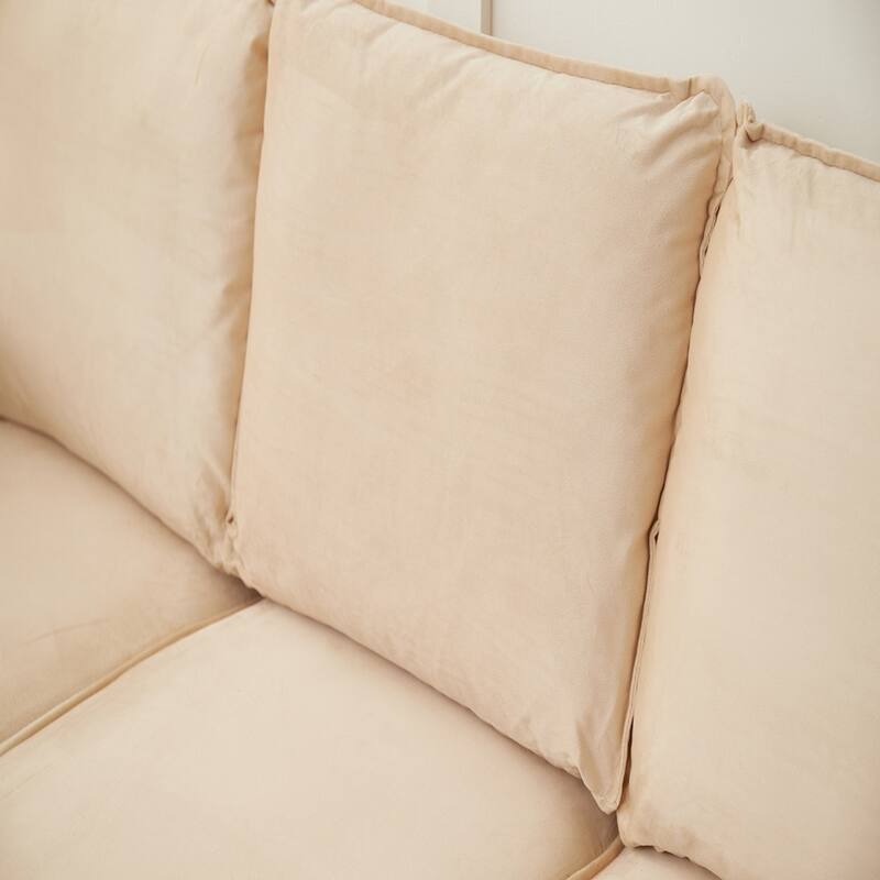 Plush Microfiber Sofa, High-Density Foam Comfort, Solid Wood Frame